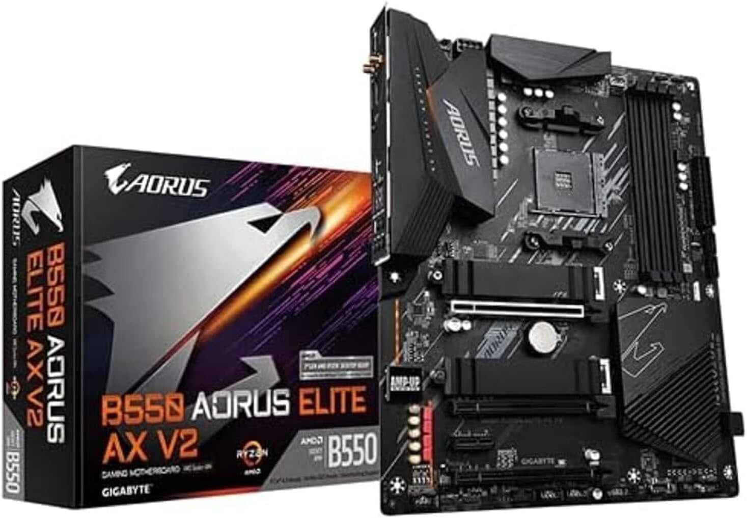 B550 Aorus Elite Ax V2: Ultra-Durable ATX Motherboard with 12+2 Power Phases