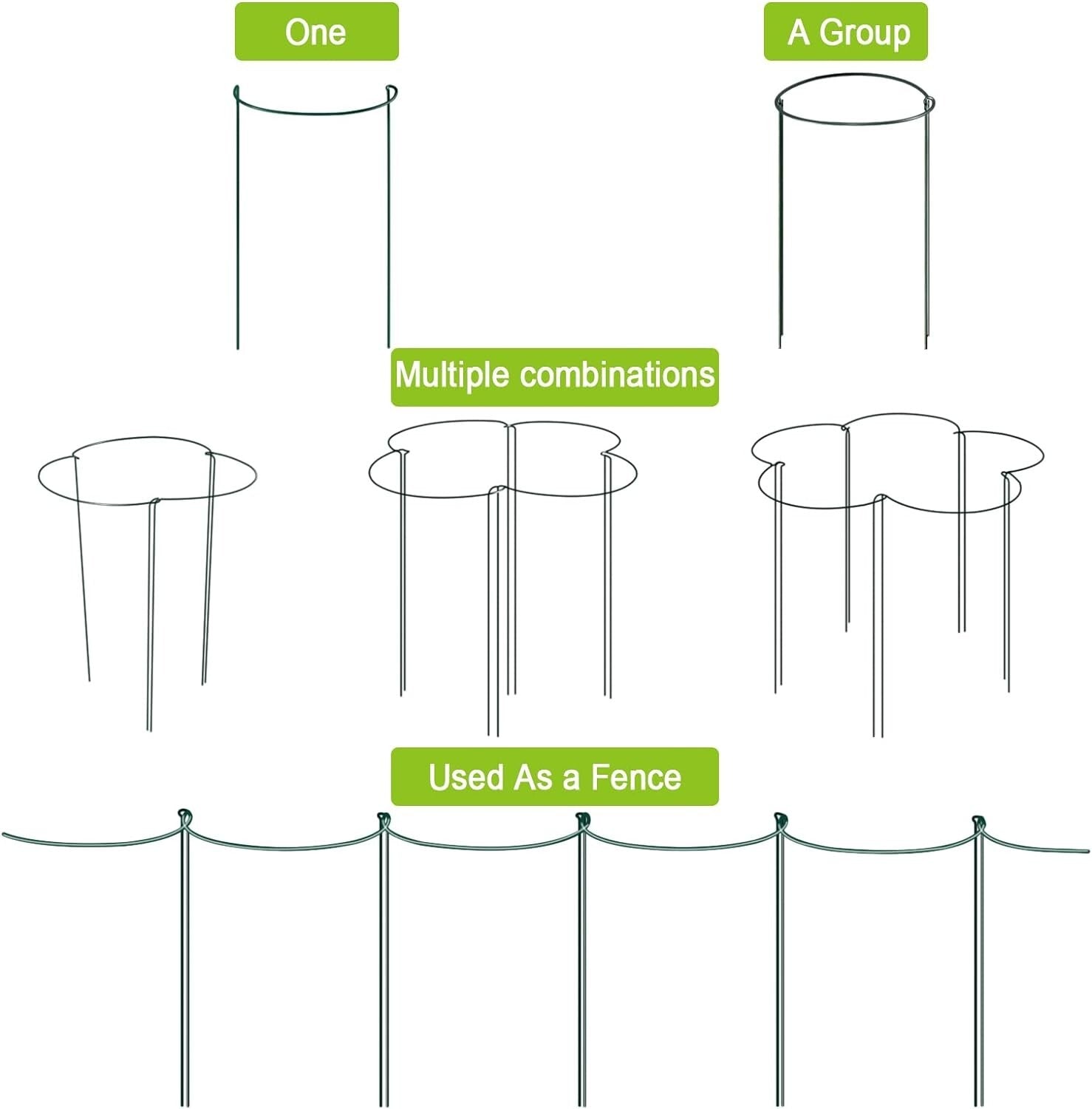 Dark Green 12 Pack Plant Stakes - Perfect Support for Roses, Peonies & Vines