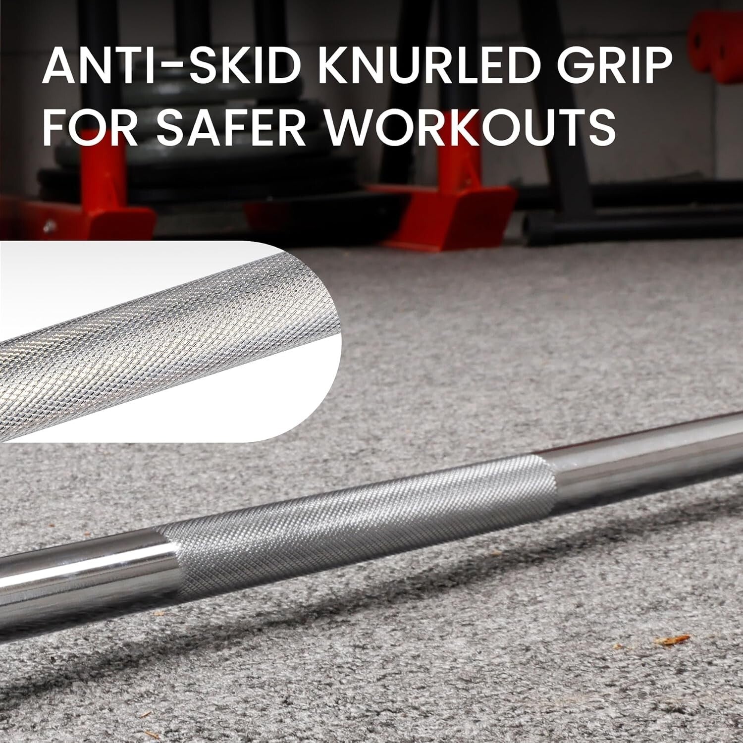 5-Foot Alloy Steel Olympic Barbell with Secure Knurled Grip - Durable & Reliable