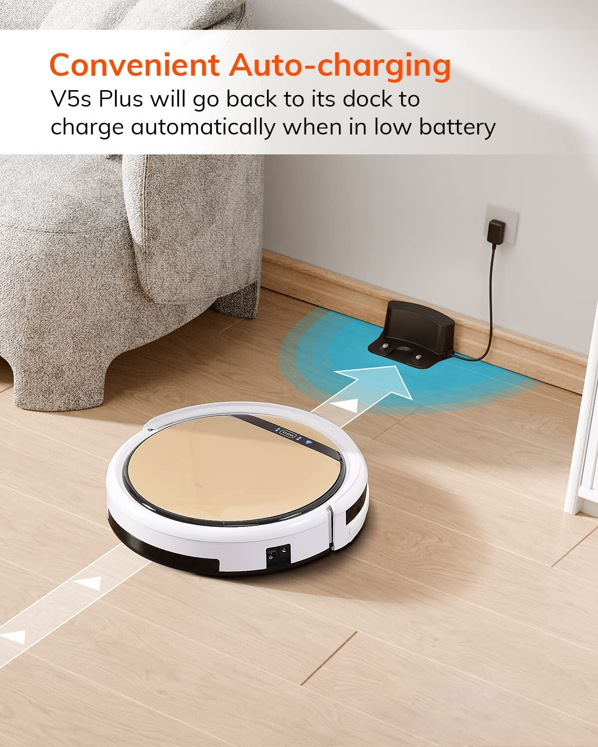 Slim Design Robot Vacuum & Mop Combo – Automatic Cleaning for Hard Floors & Pets