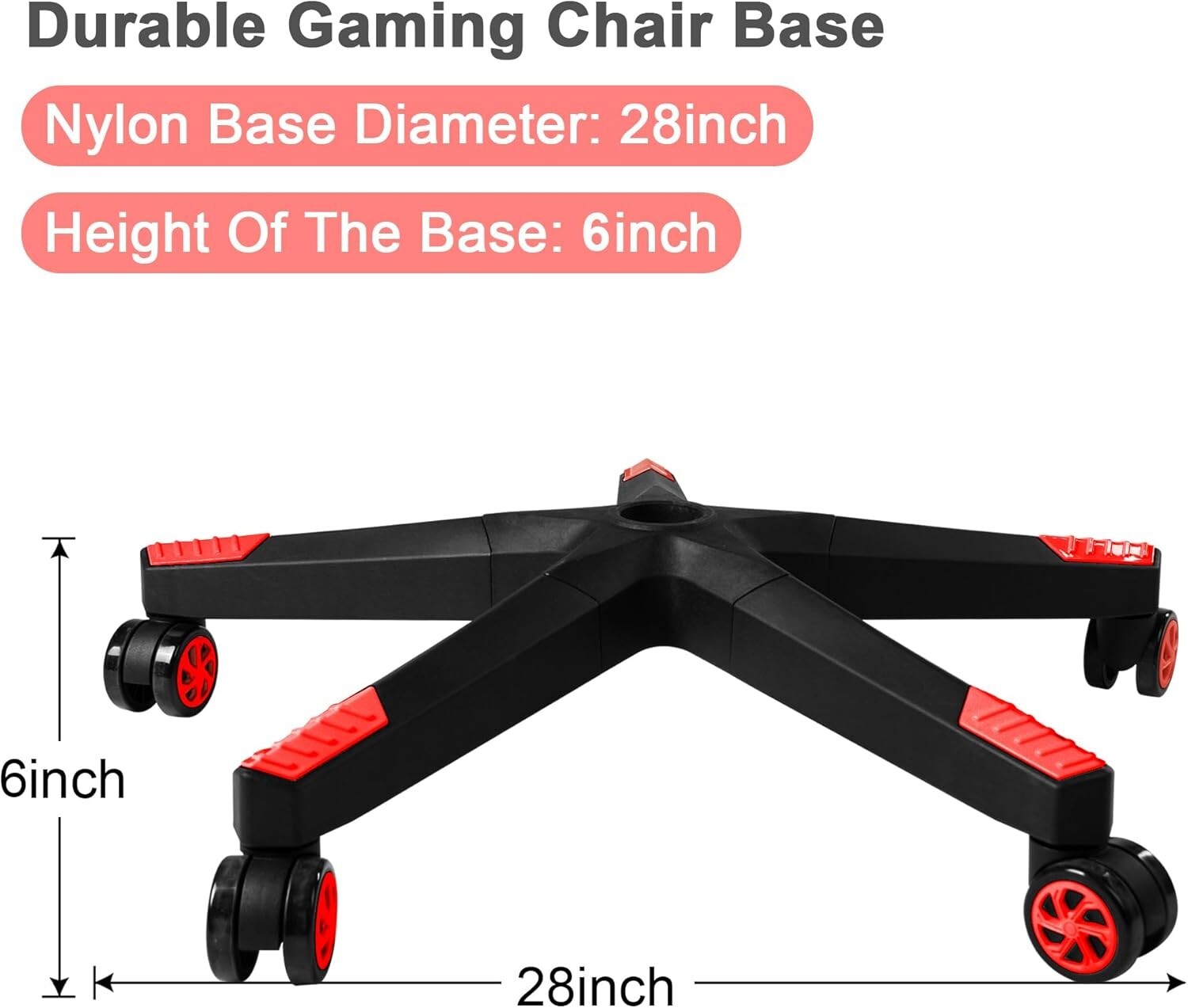 5 Swivel Casters Nylon Chair Base - Universal Fit for Gaming & Office Chairs