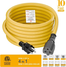 Load image into Gallery viewer, Heavy-Duty 10FT NEMA 5-15P to Multiple 15/20A Adapter Cable for Safe Power Use