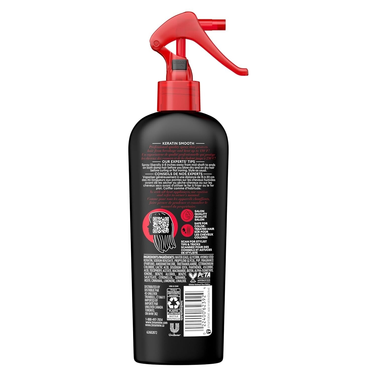 Frizz Control and Heat Protection Spray – 450°F Shield, 8 Fl Oz | PETA Approved