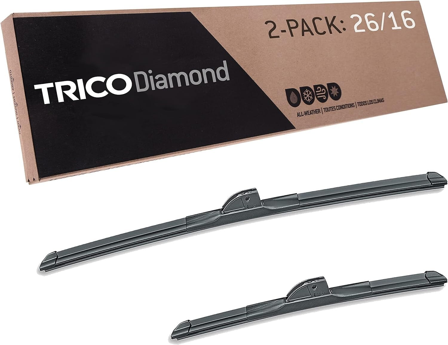 Multi-Vehicle Diamond Wiper Blades 26" & 16" Pack of 2 for All Conditions