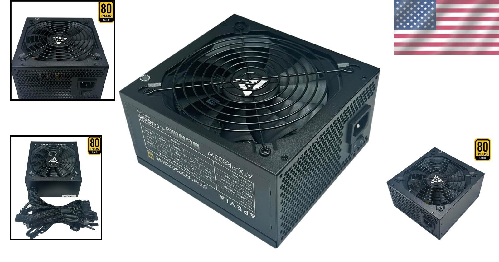 ATX-PR800W 800W Power Supply - 80 Plus Gold, RoHS Compliant, Stable DC Output