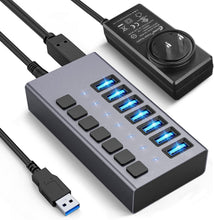 Load image into Gallery viewer, Compact USB 3.0 Hub with 7 Ports &amp; On/Off Switches for Secure Connectivity