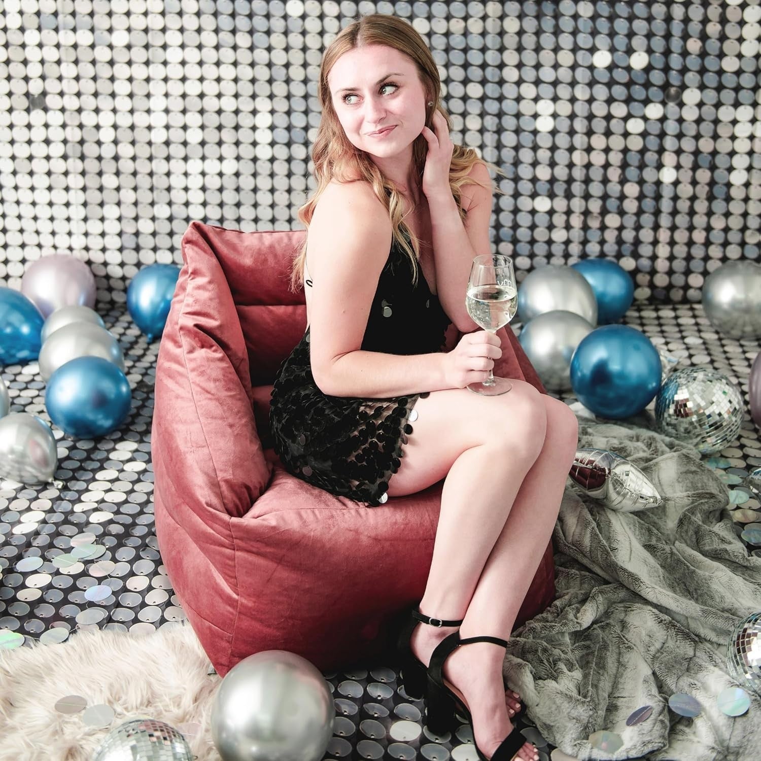 Luxurious Toasted Mauve Bean Bag Chair and Pouf - Youth-Friendly Comfort