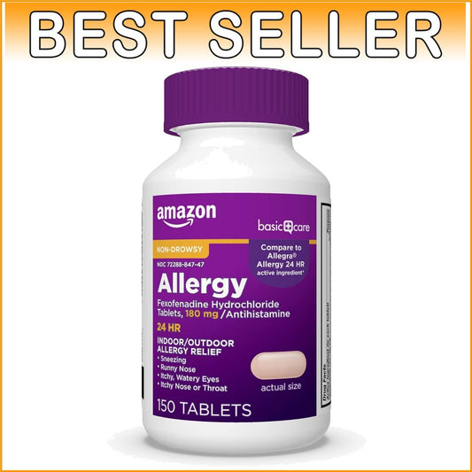 Fexofenadine Hydrochloride 180 mg Tablets - Non-Drowsy Allergy Relief 150 Count