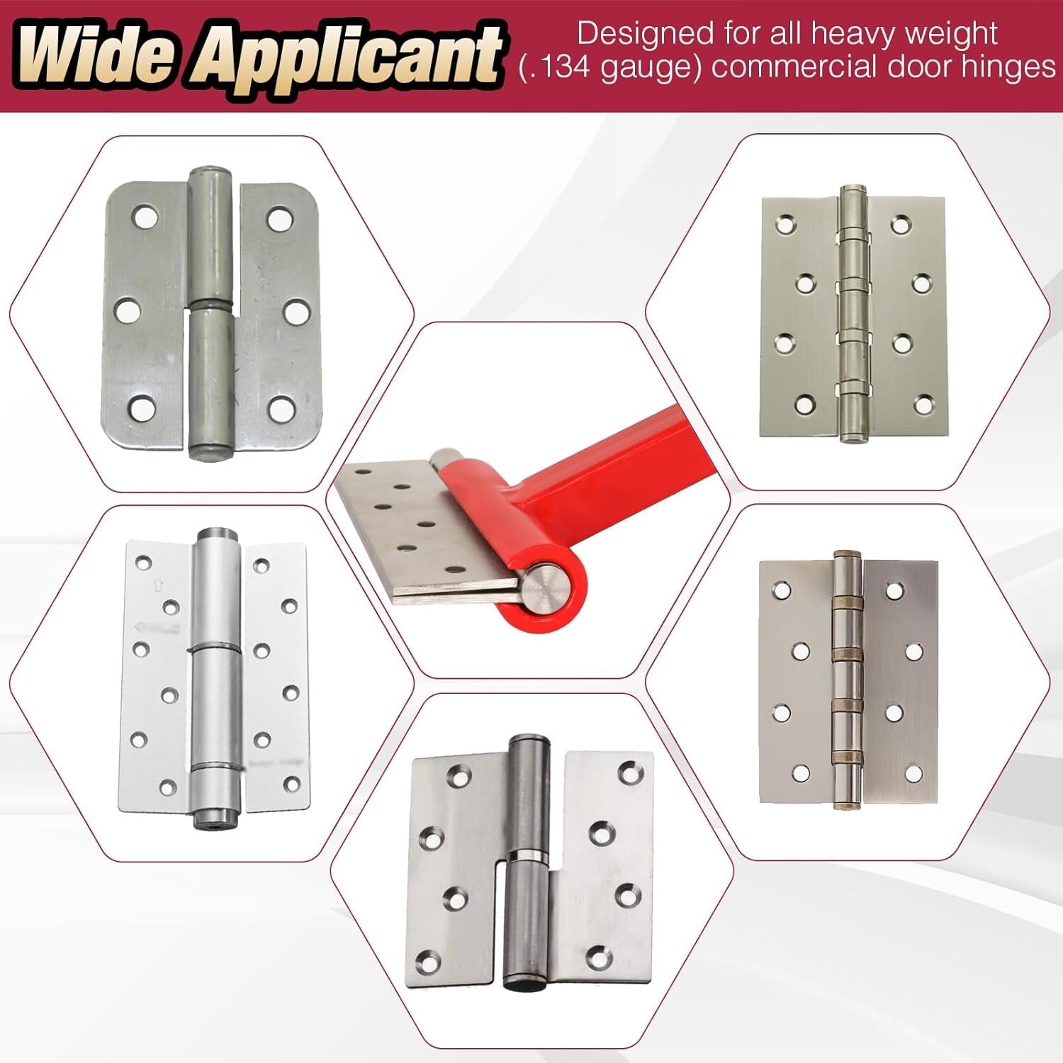 Powder-Coated Commercial Door Hinge Tool with Rubber Handle for Precision