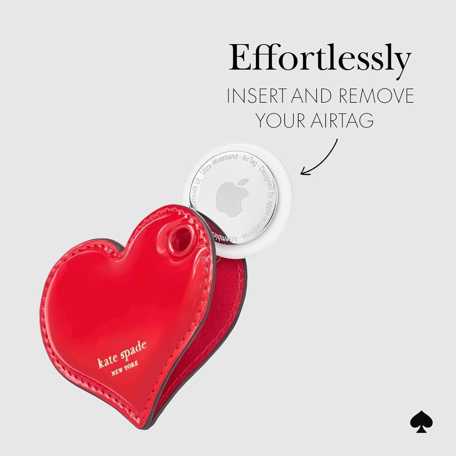 Elegant Classic Red Heart AirTag Keychain with Gold Clip - Lightweight and Chic