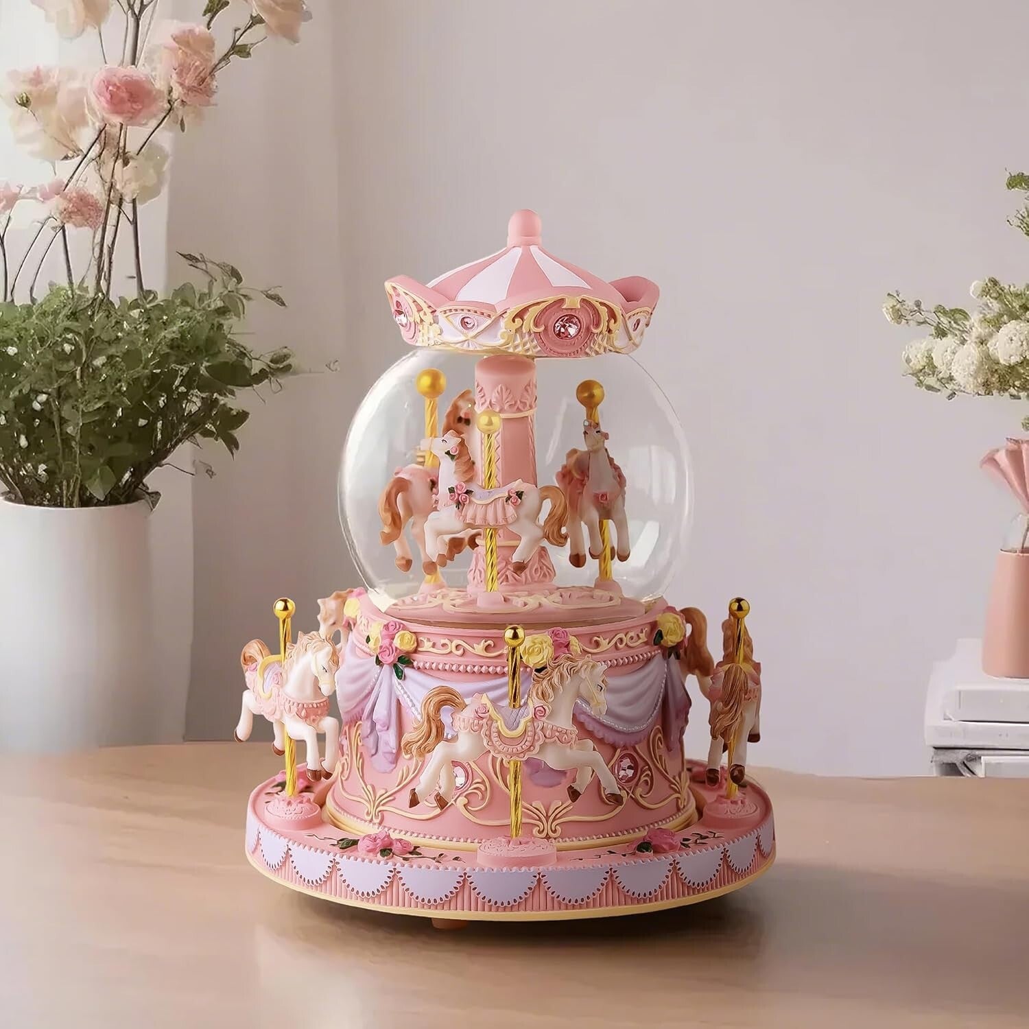 Enchanting Snow Globe Music Box: 'You Are My Sunshine' with Multi-Color Lights