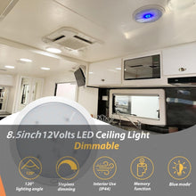 Load image into Gallery viewer, 8.5'' Low Profile Ceiling Light with Dimmable Blue &amp; White - Ideal for Boats