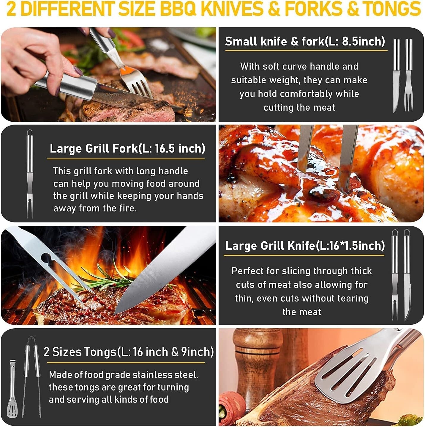 34-Piece Premium Stainless Steel BBQ Accessories Set - Ultimate Grilling Gifts