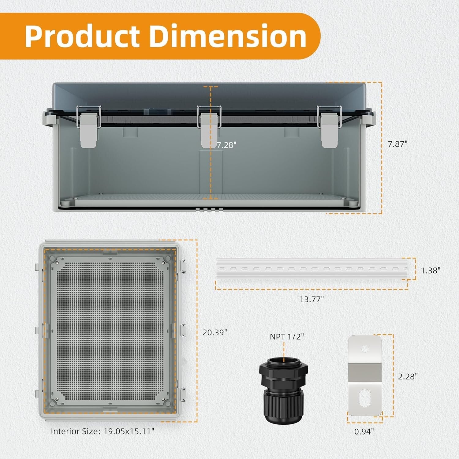 Versatile Transparent Electrical Box 19.7x15.7x7.9 - Secure Weatherproof Storage
