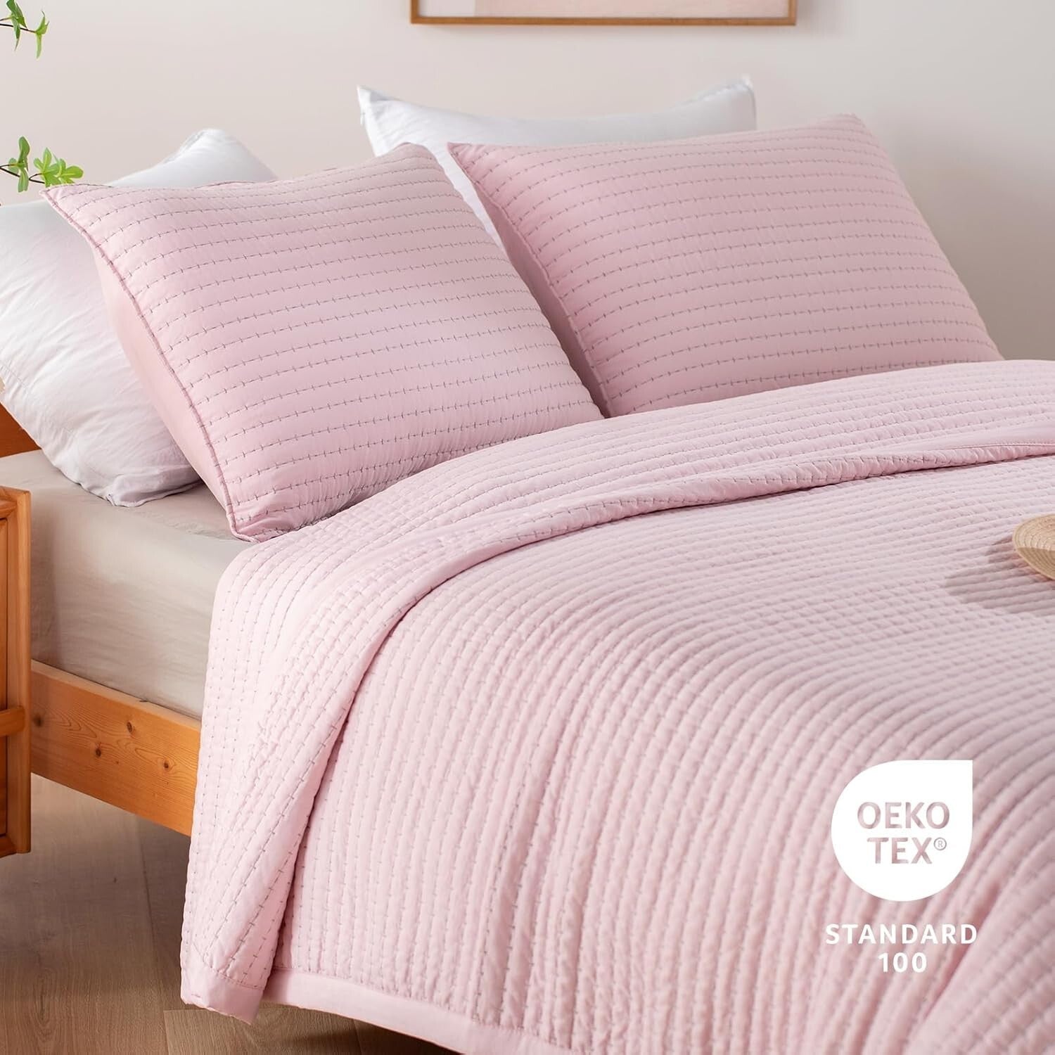 Stone Washed Minimalist Quilt Mini Set - Soft Microfiber Full/Queen + 2 Shams