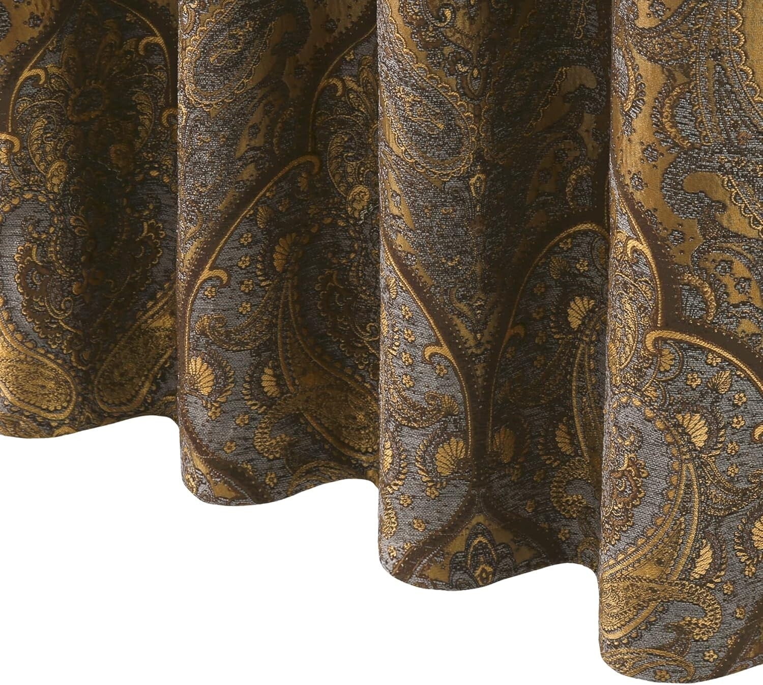 Darkening Jacquard Damask Curtain Panels - Luxury Bronze Gold Curtains Set of 2