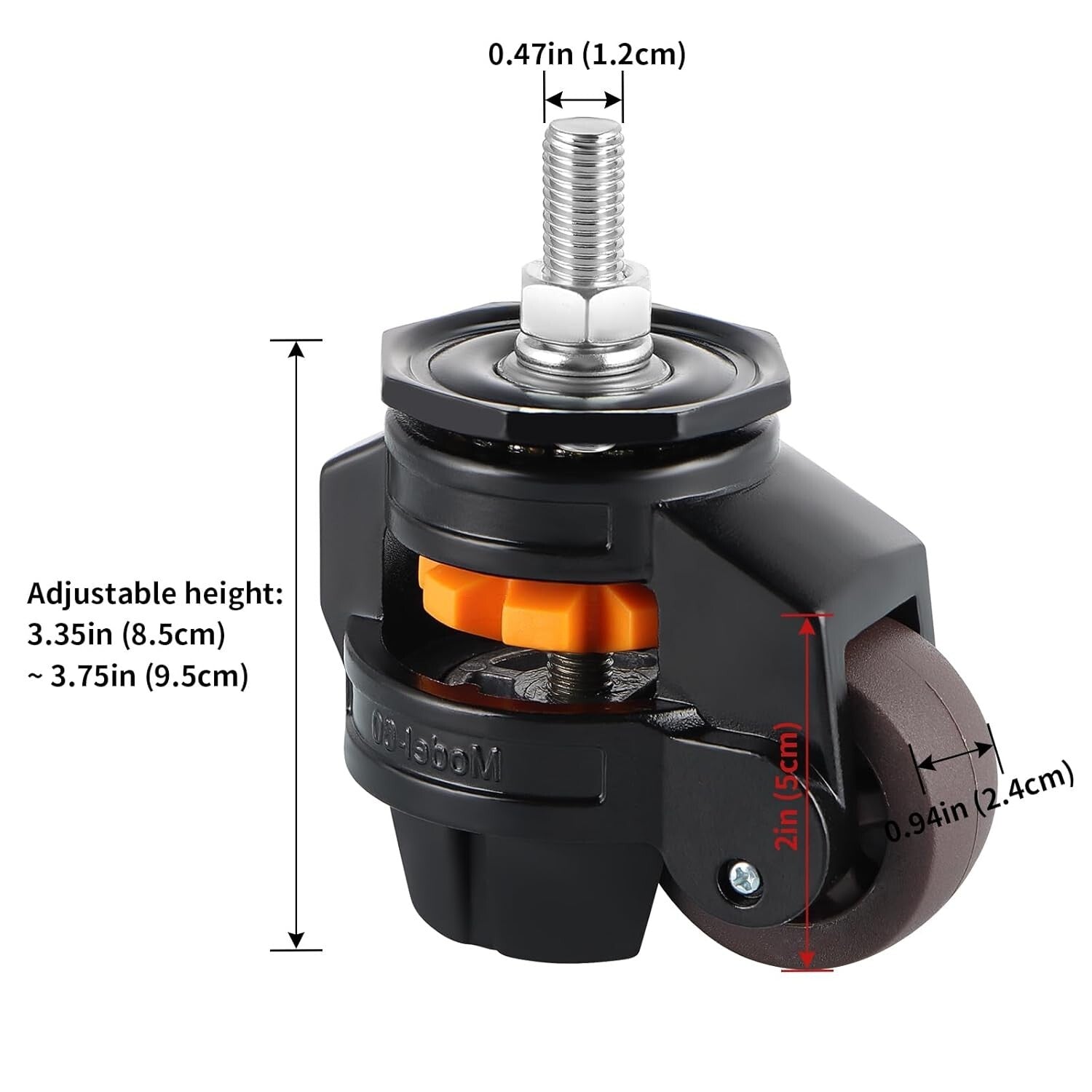 Adjustable Stem Leveling Casters - 4 Pcs for Industrial Equipment & Workbench