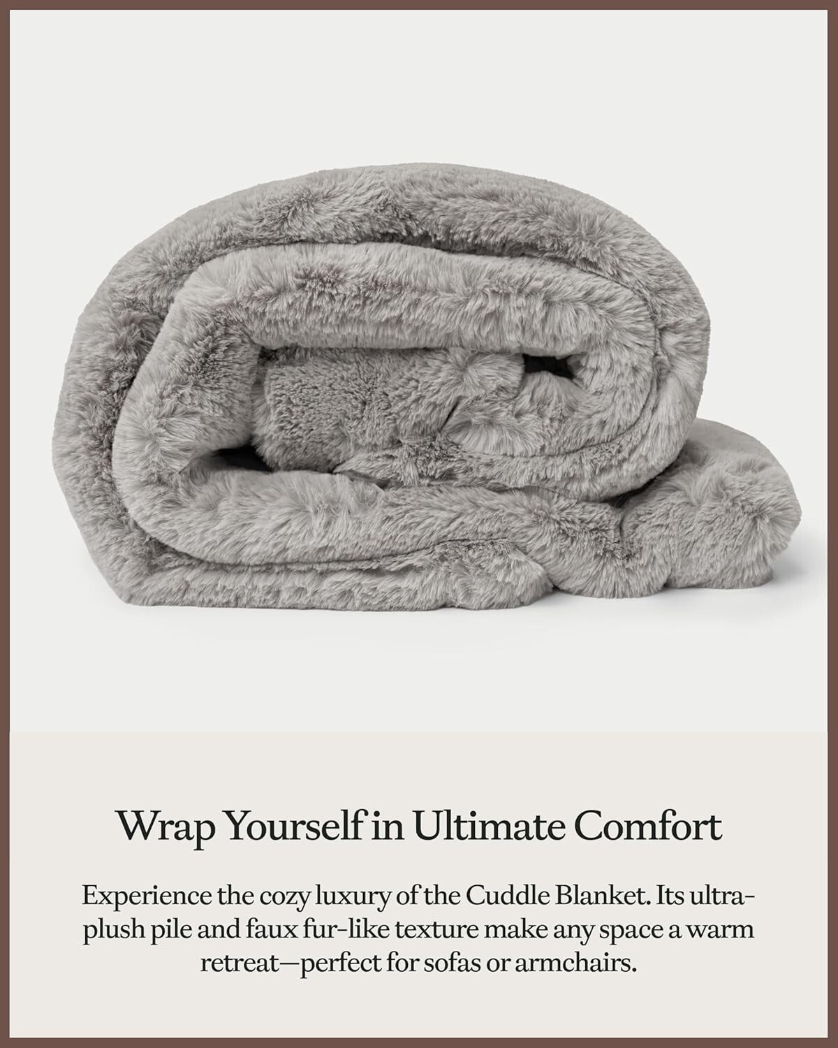 Dove Grey Faux Fur Cuddle Throw - Plush & Cozy 60" x 50" for Ultimate Relaxation