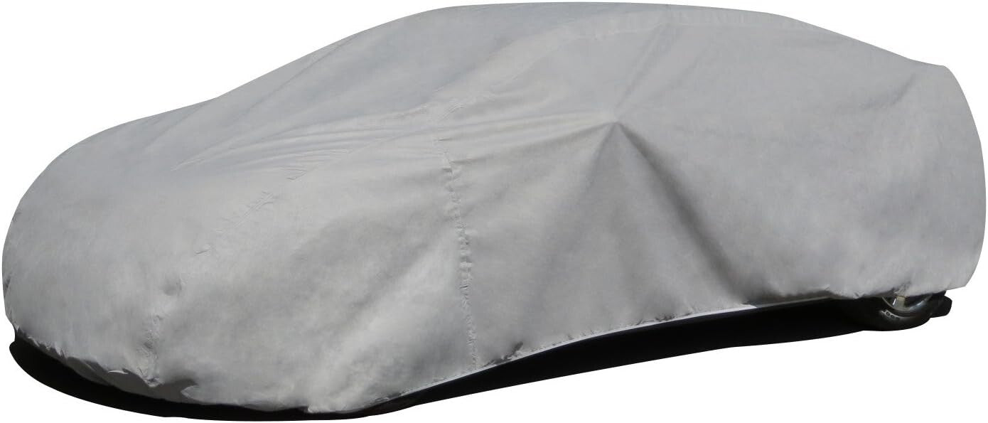 Durable Gray Car Cover: 3-Layer Protection Against Dust, Water & UV - Fits 13'1"