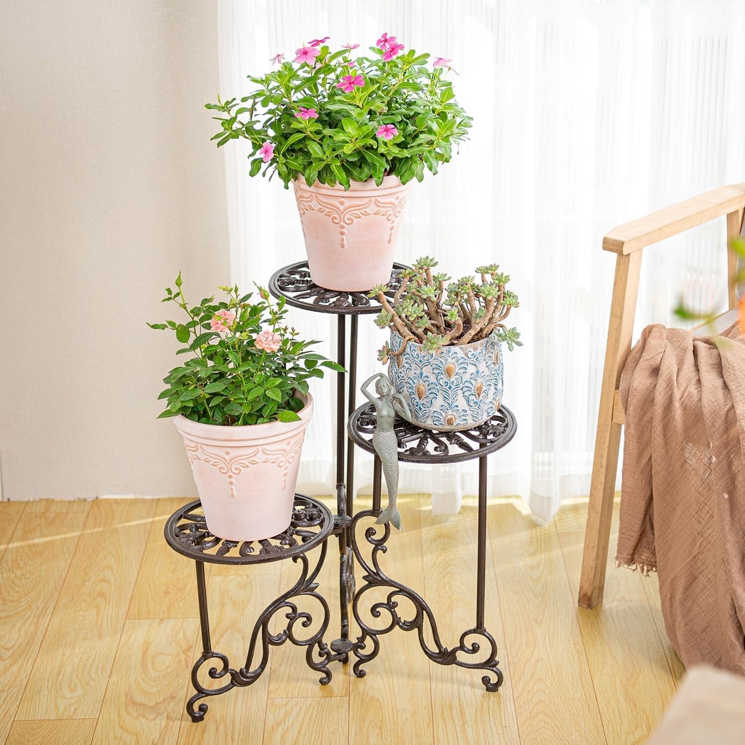 Durable Rust-Resistant 3-Tier Plant Stand - Foldable & Stylish for Any Space