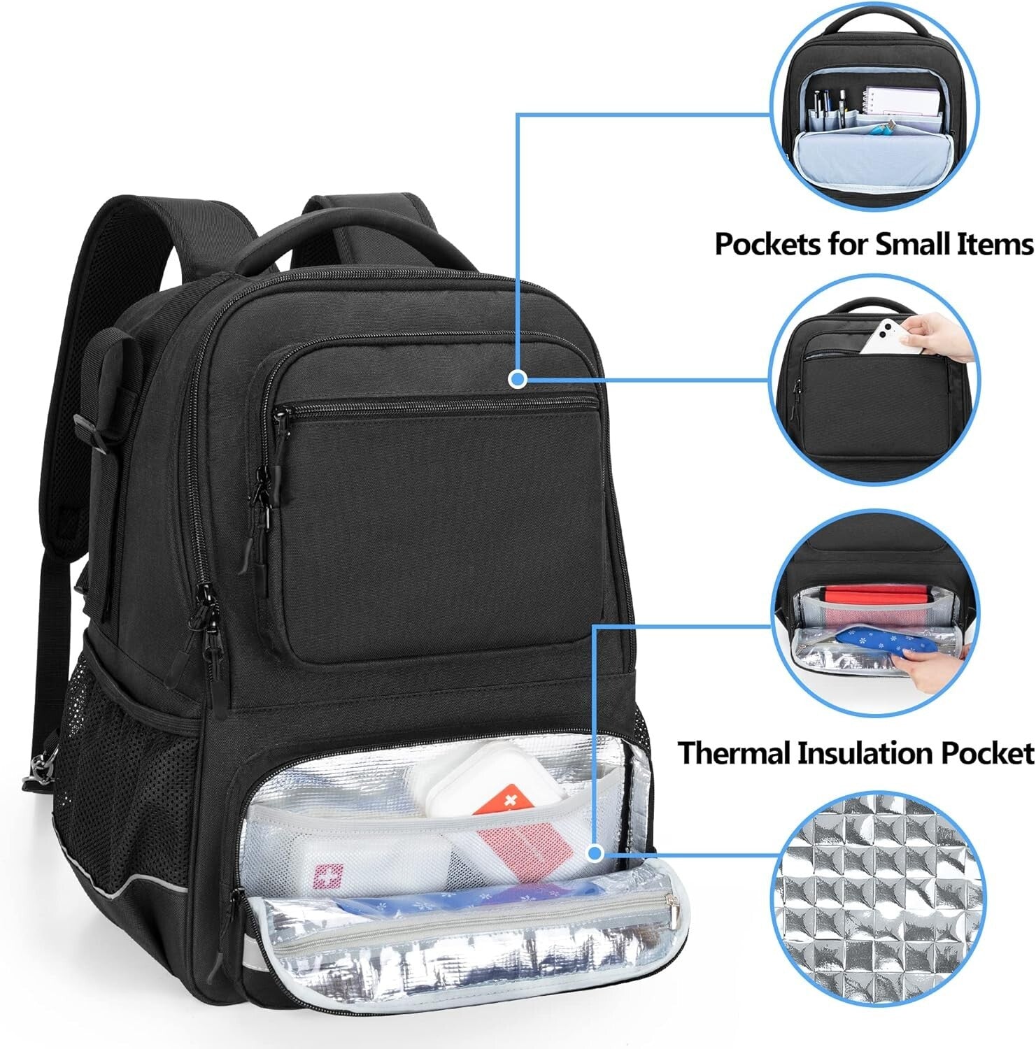 Functional Wheelchair Backpack w/ Insulated Pocket & Adjustable Stability Straps