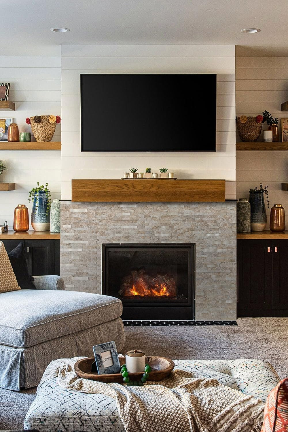 Elegant Sandstone 10-Pack Peel & Stick Textured Tile: DIY Kitchen/Bath Finish