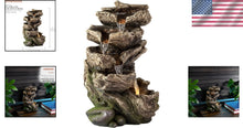 Load image into Gallery viewer, 5-Tier Brown Indoor Waterfall Fountain: Tranquil Tabletop Decor with Lights