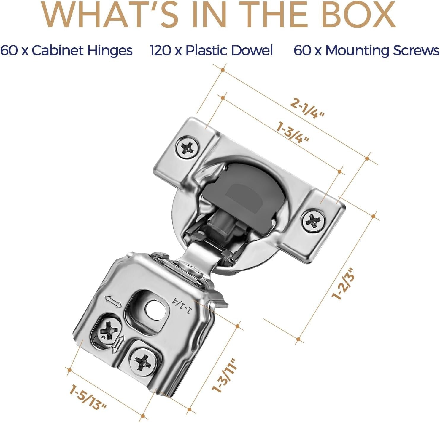 Adjustable Satin Nickel Soft Close Hinges - 60 Pack for Enhanced Kitchen Style