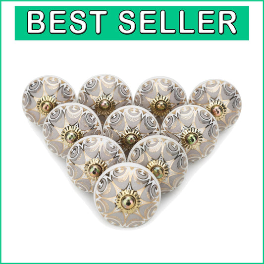 Boho Grey Round Knobs - Handcrafted Ceramic Pull Handles for Home Decor Bliss