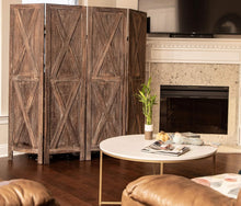 Load image into Gallery viewer, Portable Rustic Barnwood Privacy Screen - Stylish Room Separator 72"w x 67"h