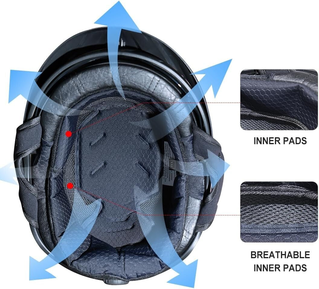 DOT Approved Retro Open Face Motorcycle Half Helmet with Quick Release Buckle