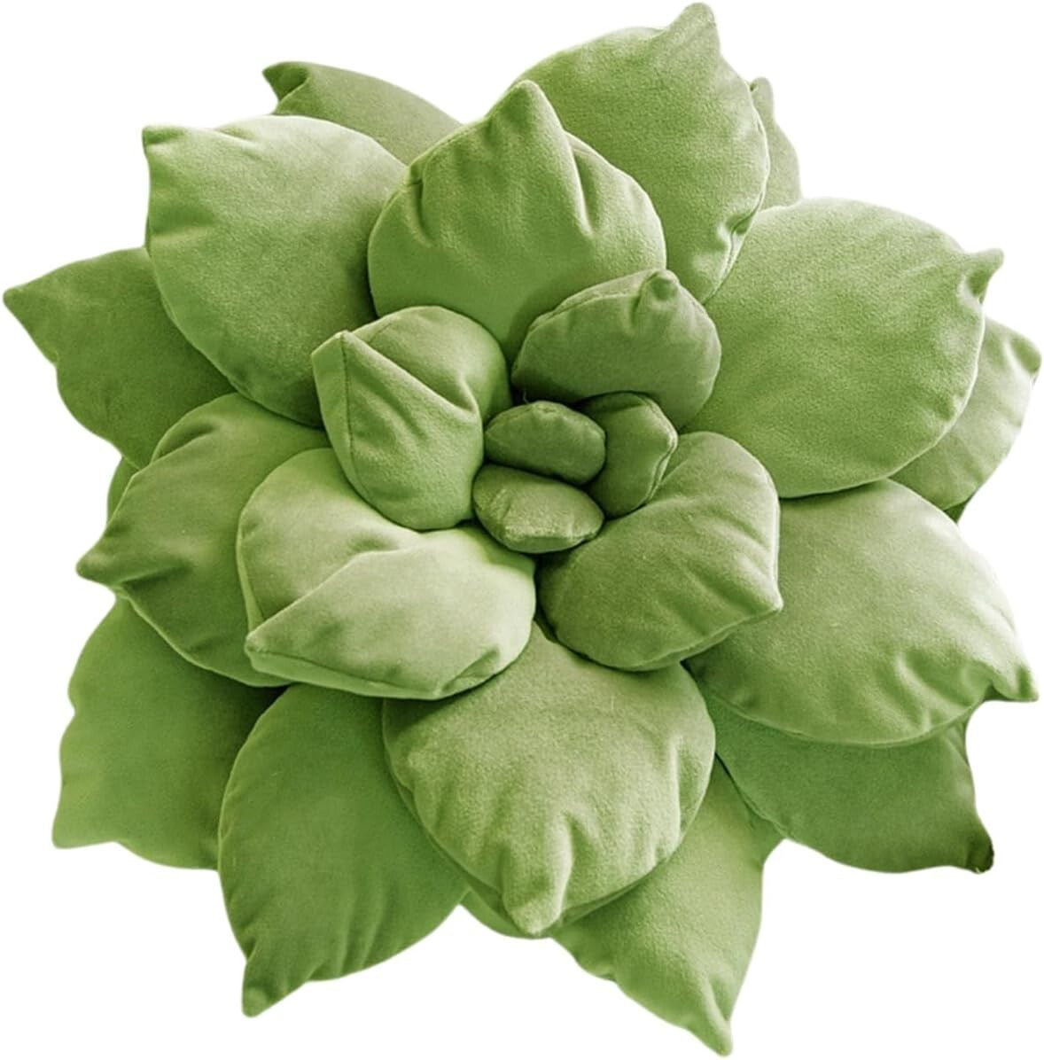 Soft Velvet 3D Green Flower Pillow - Functional Decor for Bedroom & Living Room