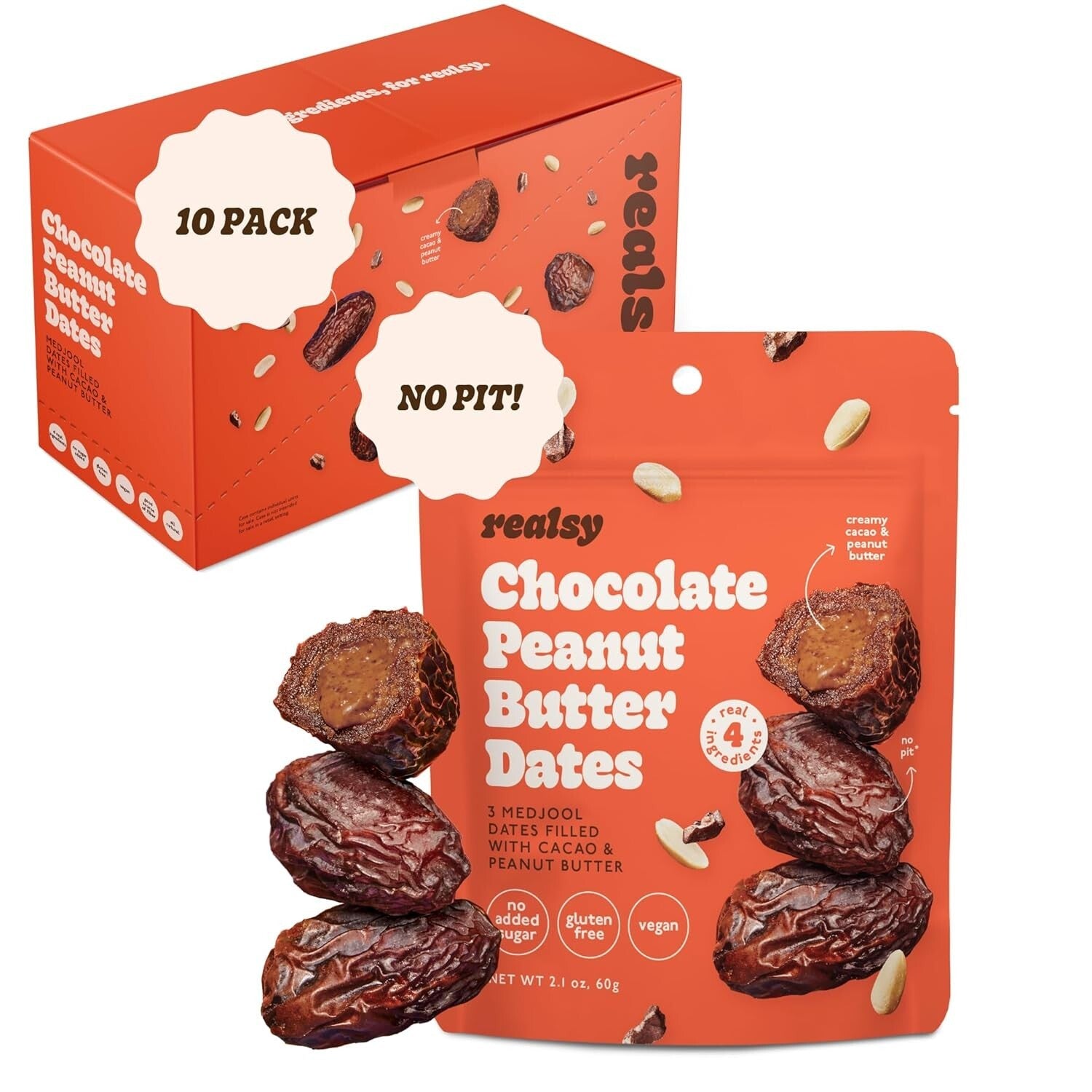 All-Natural Peanut Butter Chocolate Filled Dates – Organic, Gluten-Free, Vegan