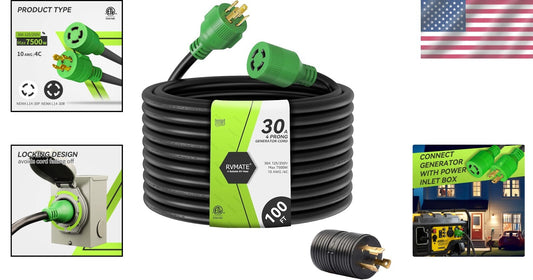 Flexible and Flame-Retardant 30 Amp Generator Cord 100ft for Safe Power Supply