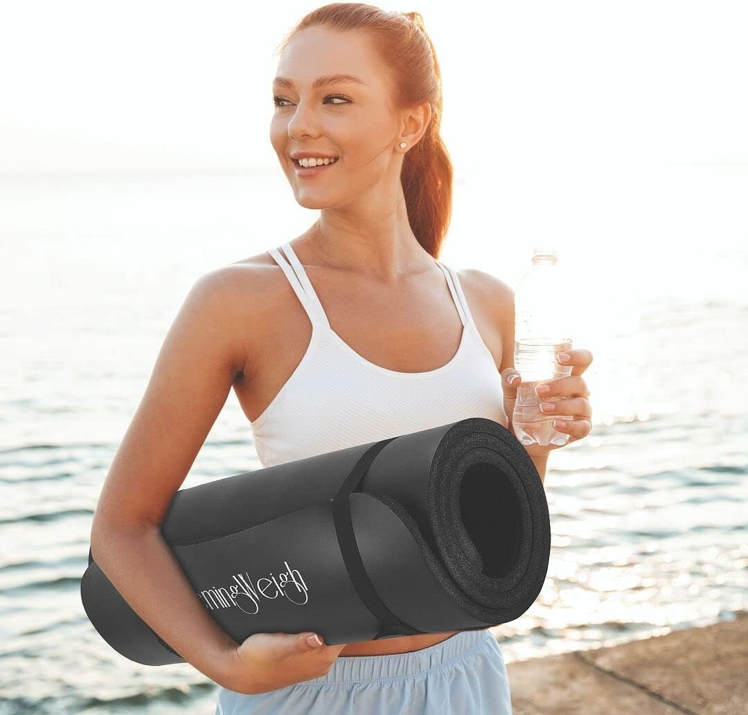 1-Inch Extra Thick Non-Slip Yoga Mat - Lightweight & Portable for Home Workouts