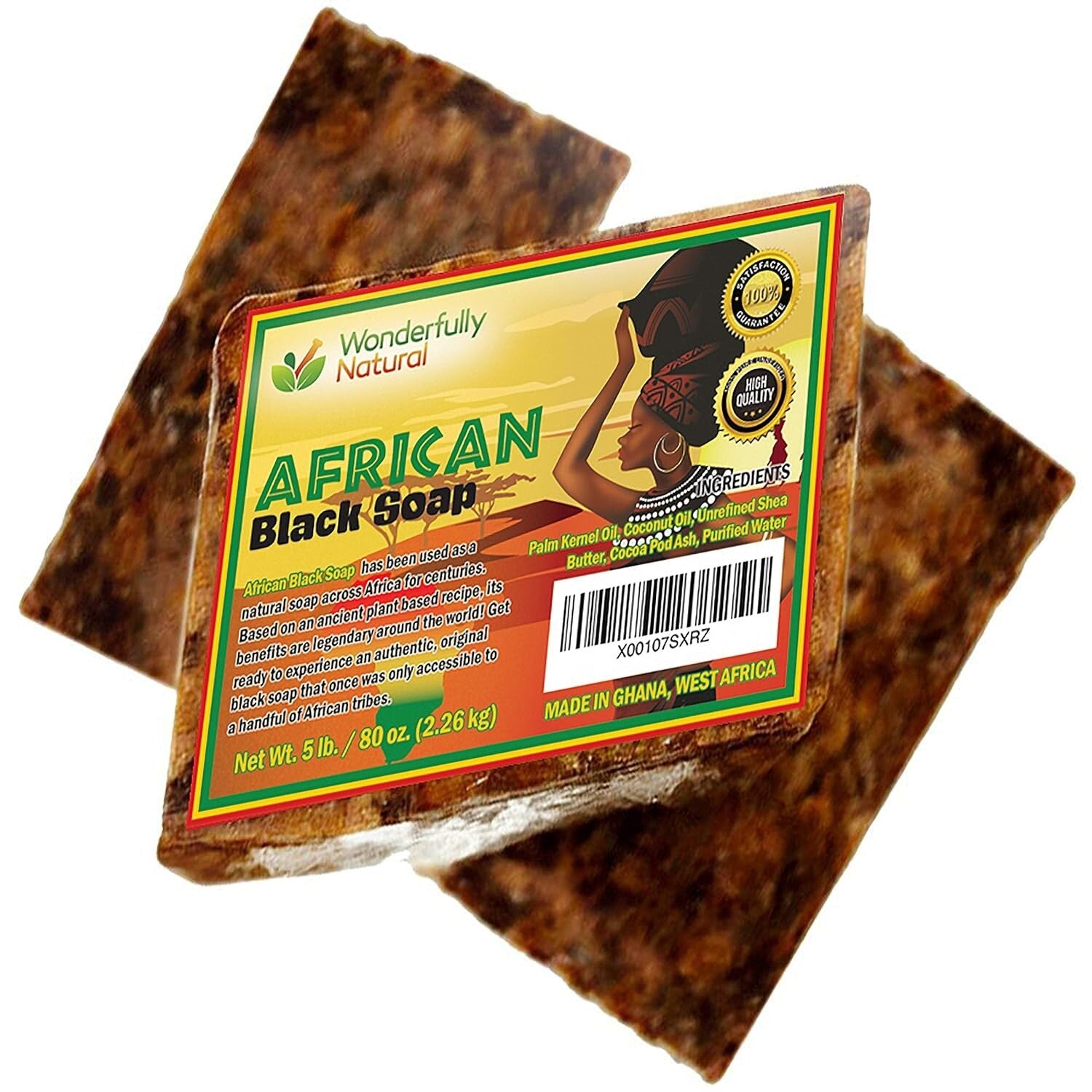 Raw Handcrafted African Black Soap - 5 lbs for Acne Prone & Sensitive Skin