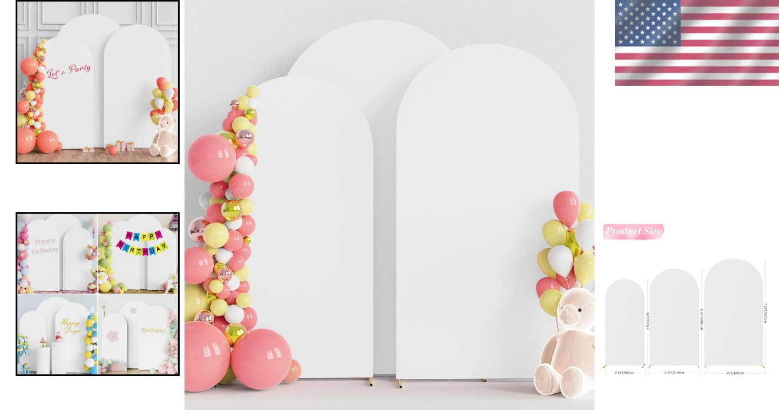 Durable 3-Piece White Spandex Wedding Arch Covers for All Occasions Decoration