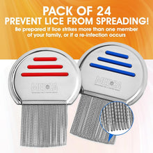 Load image into Gallery viewer, 24 Pack of Professional Stainless Steel Lice Combs - Safe &amp; Effective Removal