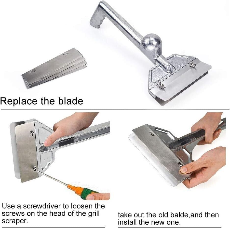 Efficient Heavy Duty Grill Scraper with Extra Blades - Ultimate Kitchen Tool