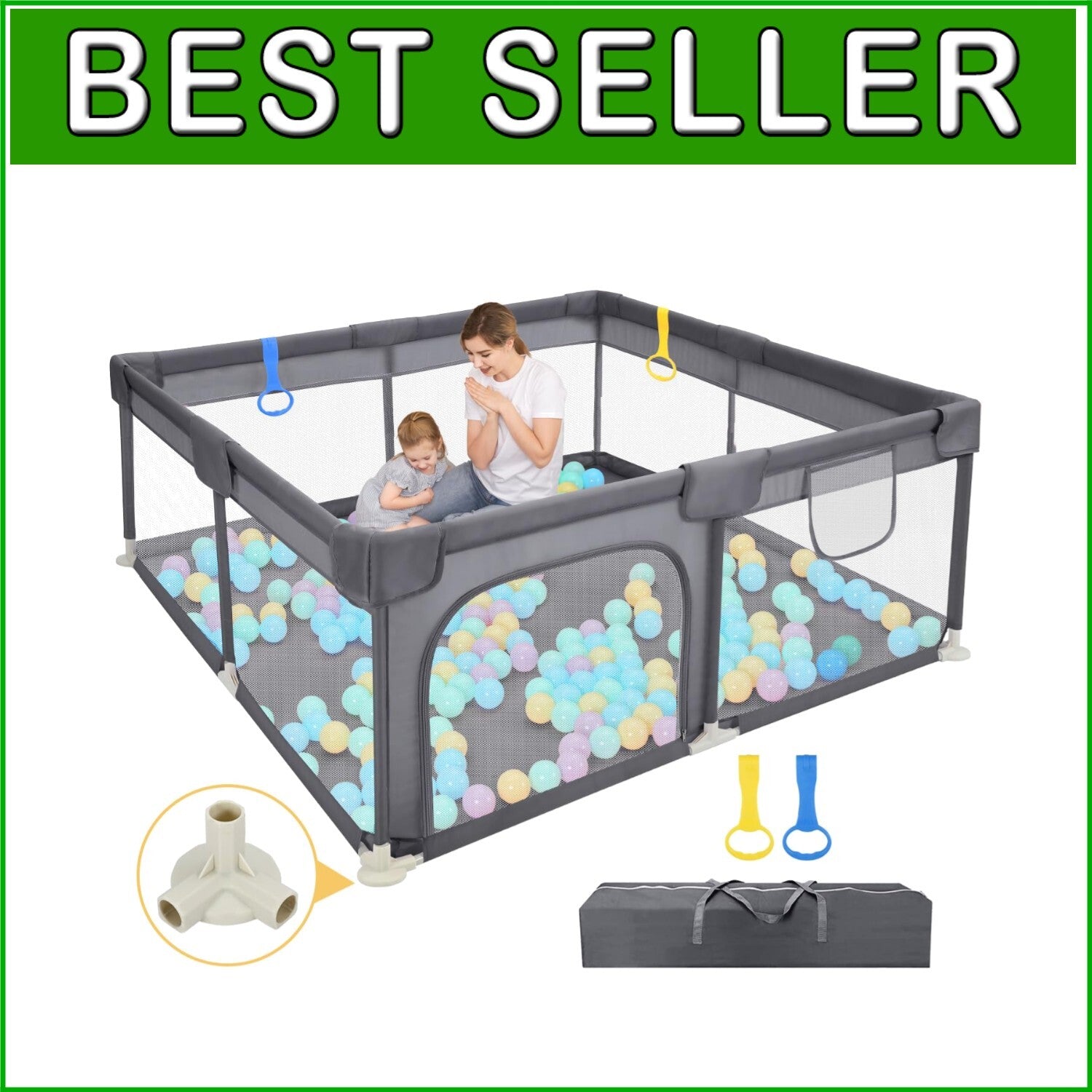 52"x52" Spacious Baby Playpen - Safe Anti-Fall Indoor & Outdoor Activity Center