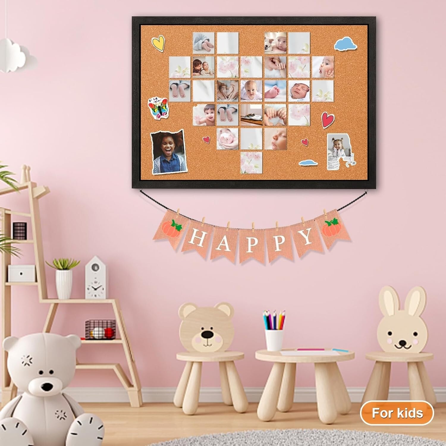 Elegant 23x18 Wooden Frame Cork Board Bulletin Board for Stylish Wall Decor