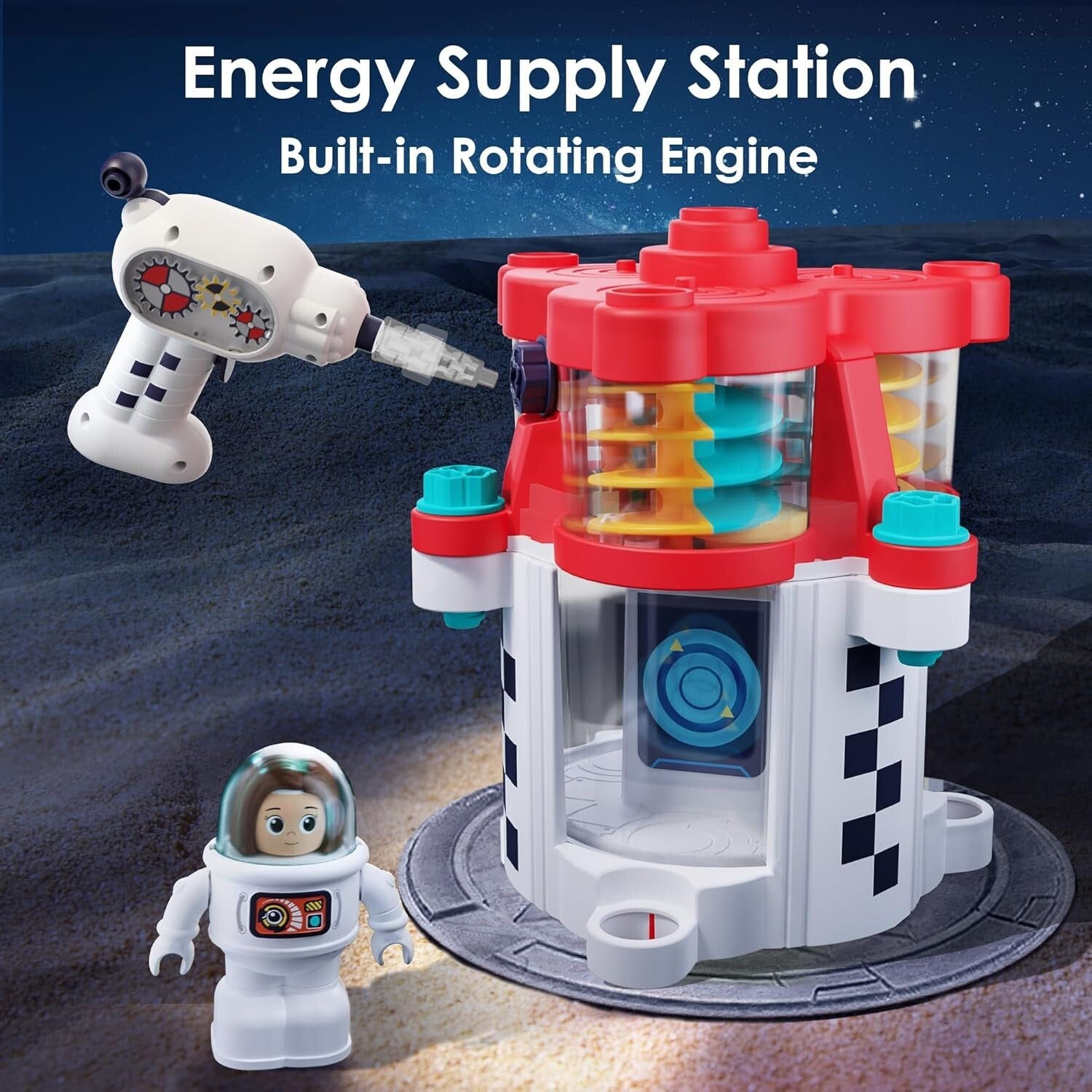 Authentic Space Adventure Playset with Rocket, Shuttle, 2 Astronauts & Lights