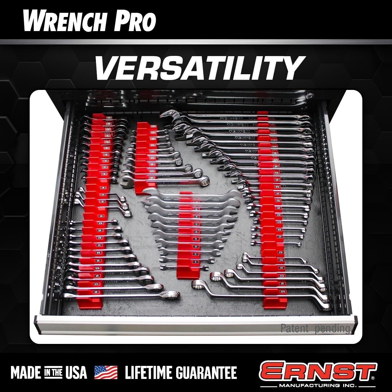 Compact Magnetic Wrench Organizer for 40 Tools - Modular Design, Textured Red