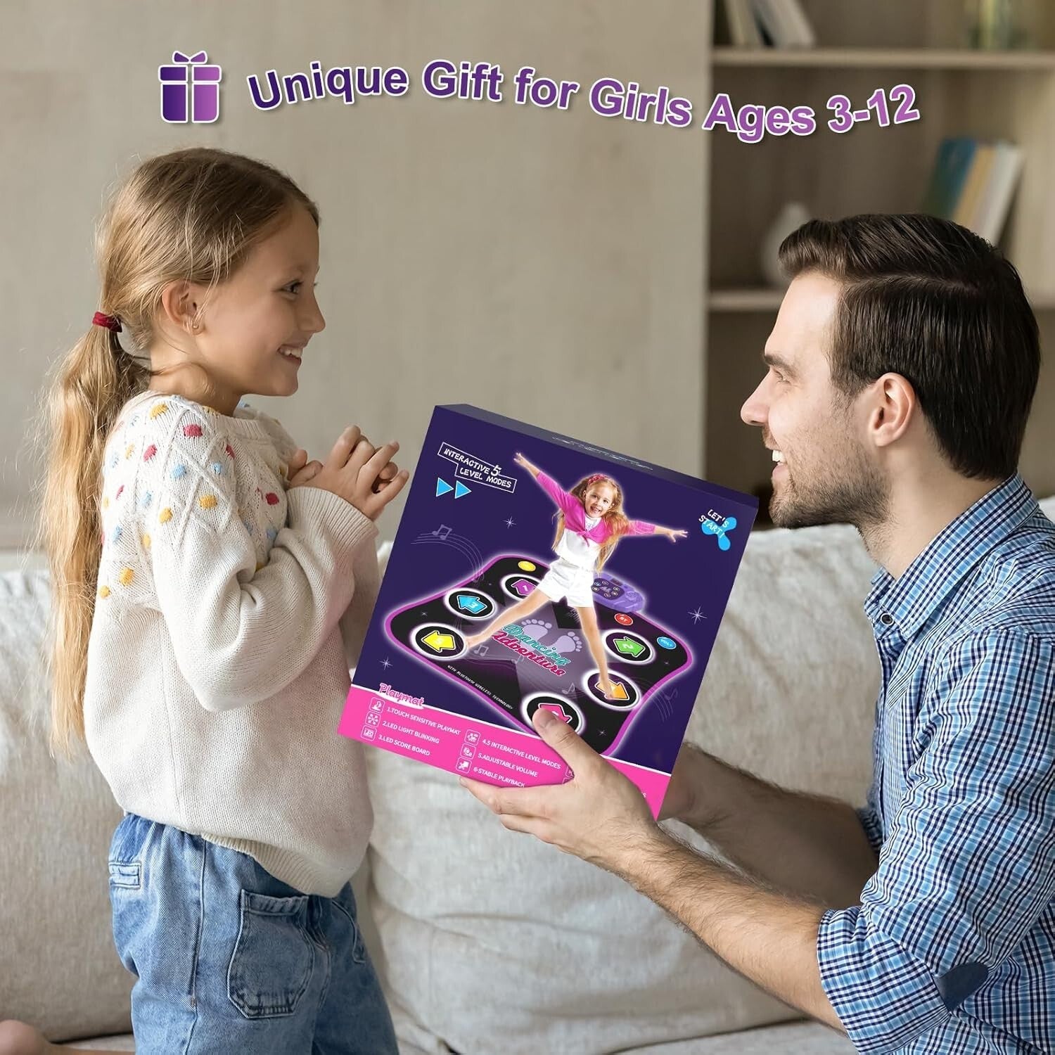 Non-Slip Dance Mat for Kids 3-12 - Boost Coordination & Fun with Bluetooth!