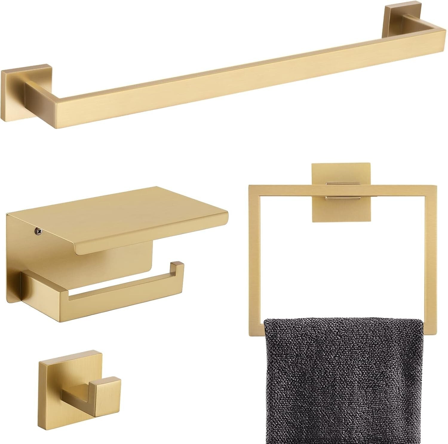 Modern Wall-Mounted Bathroom Towel Bar Set - Rust and Corrosion Resistant