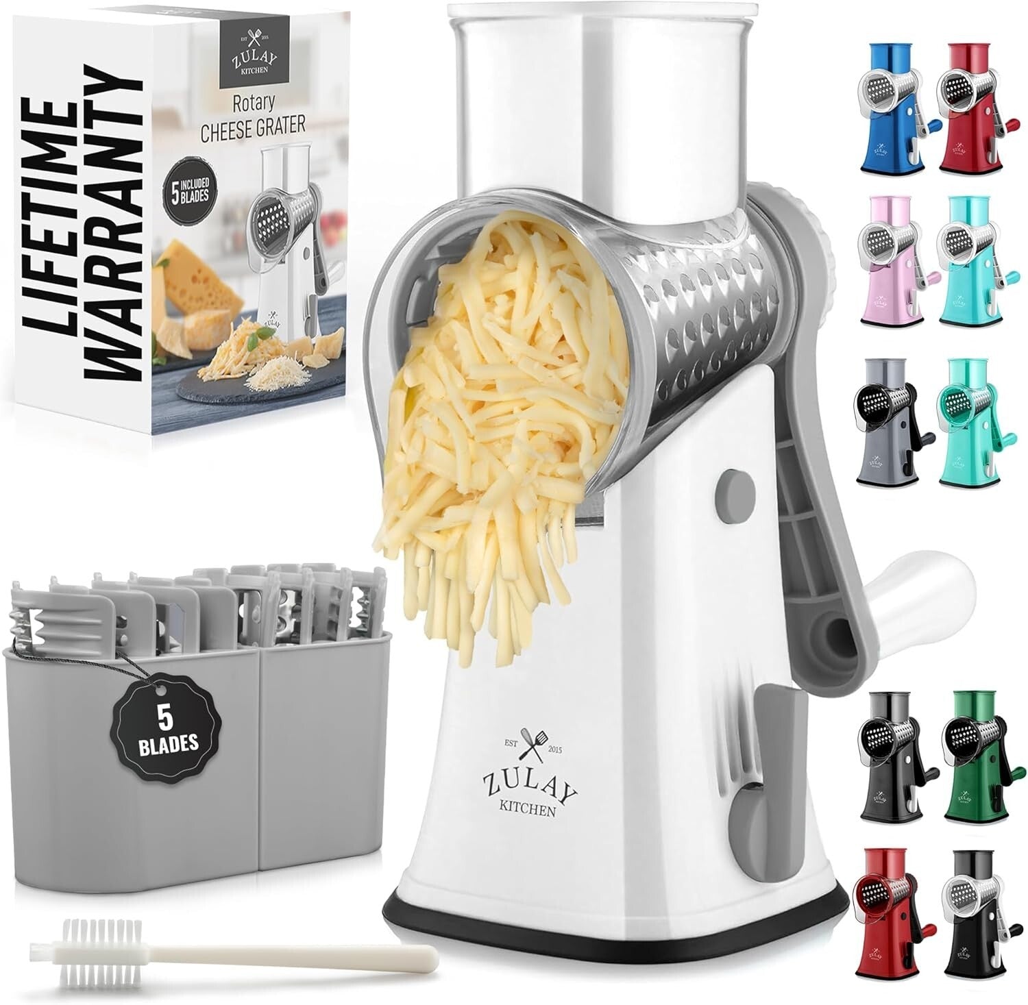 Safe & Efficient Manual Cheese Shredder with Reinforced Suction Base - 5 Blades