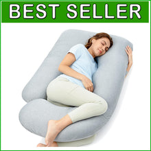 Load image into Gallery viewer, Comfortable U-Shaped Maternity Pillow with Removable Cooling Cover - 57 Inch