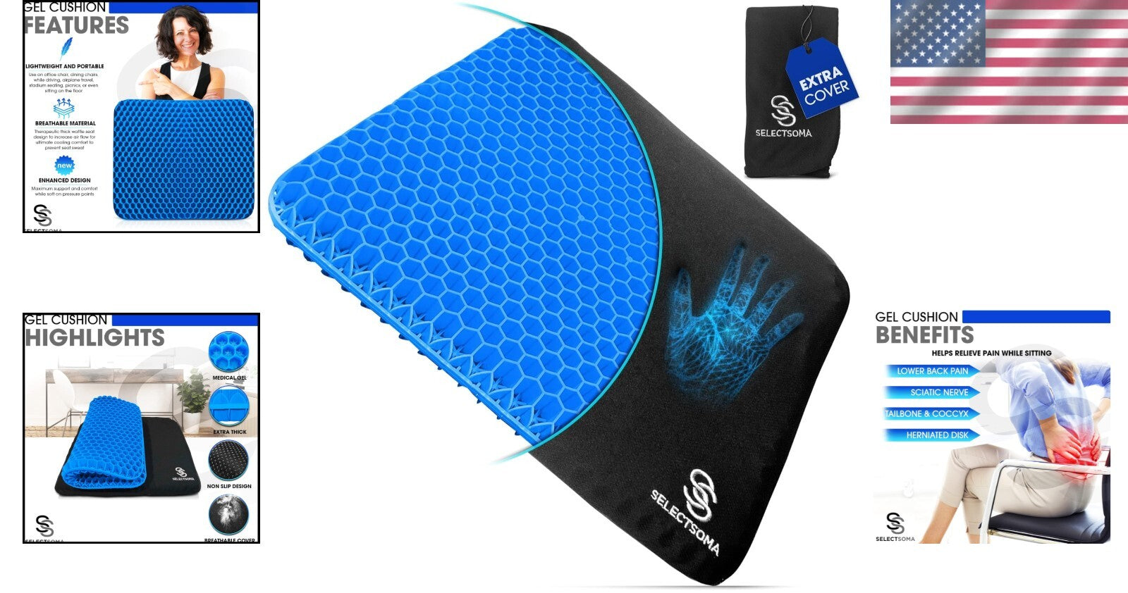 Double Thickness Gel Seat Cushion for Ultimate Comfort and Pressure Relief