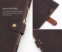 Load image into Gallery viewer, Handcrafted Leather Folio for 6x9 Steno Pads with Card Slots - Coffee Color
