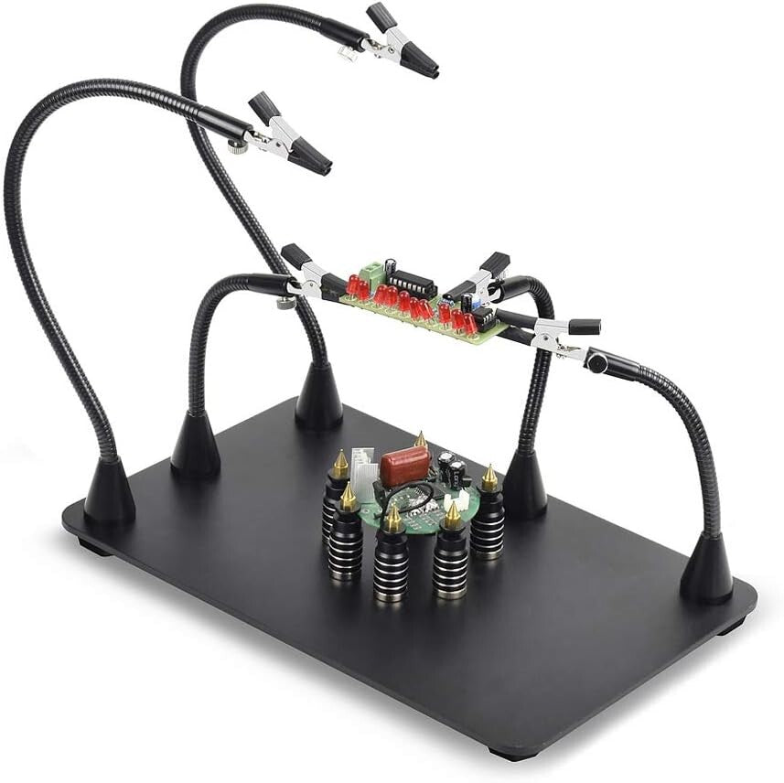 Versatile DIY Soldering Station: 5 Arms with Secure Alligator Clips and Holders